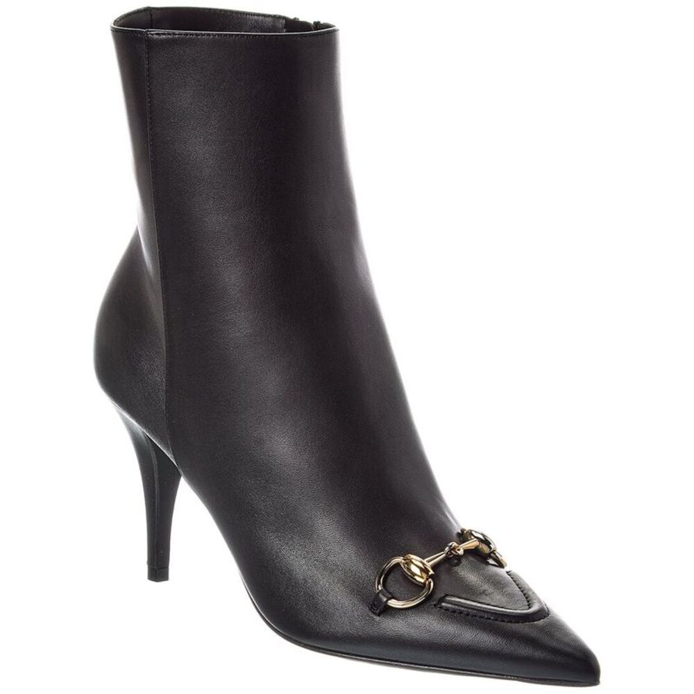 Gucci Horsebit Leather Bootie, Black